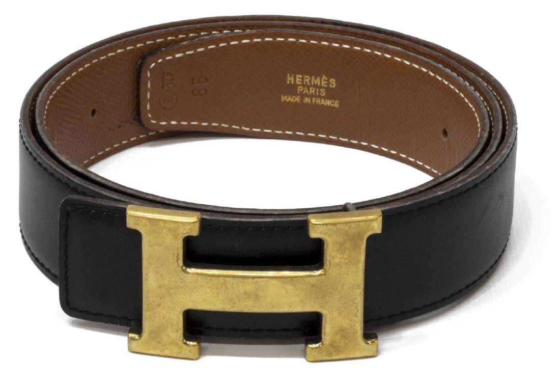 HERMES BLACK AND TAN REVERSIBLE "H" BELT (1 of 3)