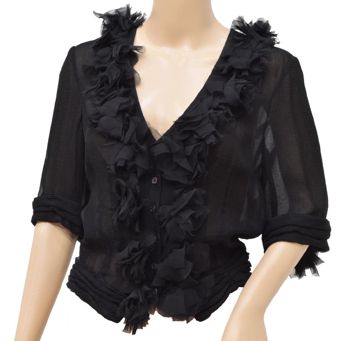 ALEXANDER MCQUEEN BLACK SILK CROPPED BLOUSE (1 of 4)