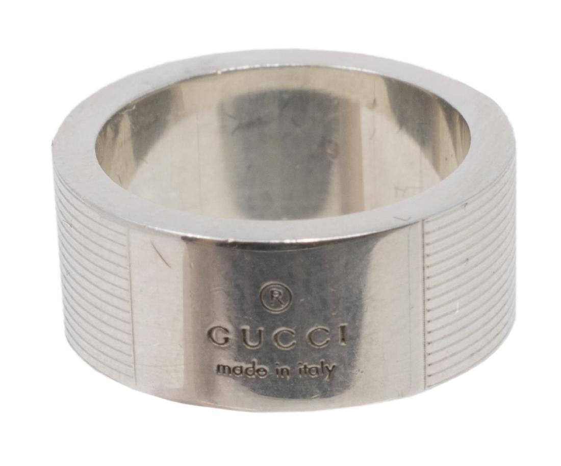 GUCCI 'TRADEMARK STRIPES' 925 STERLING SILVER RING (1 of 3)