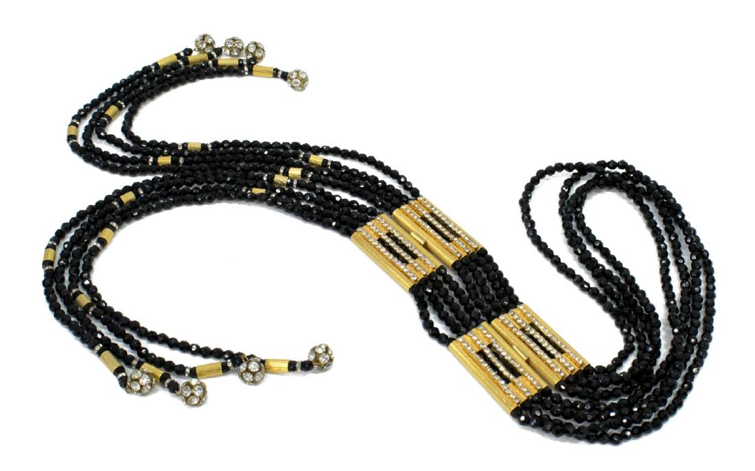 WILLIAM DE LILLO LARIAT BEAD & RHINESTONE NECKLACE (1 of 5)