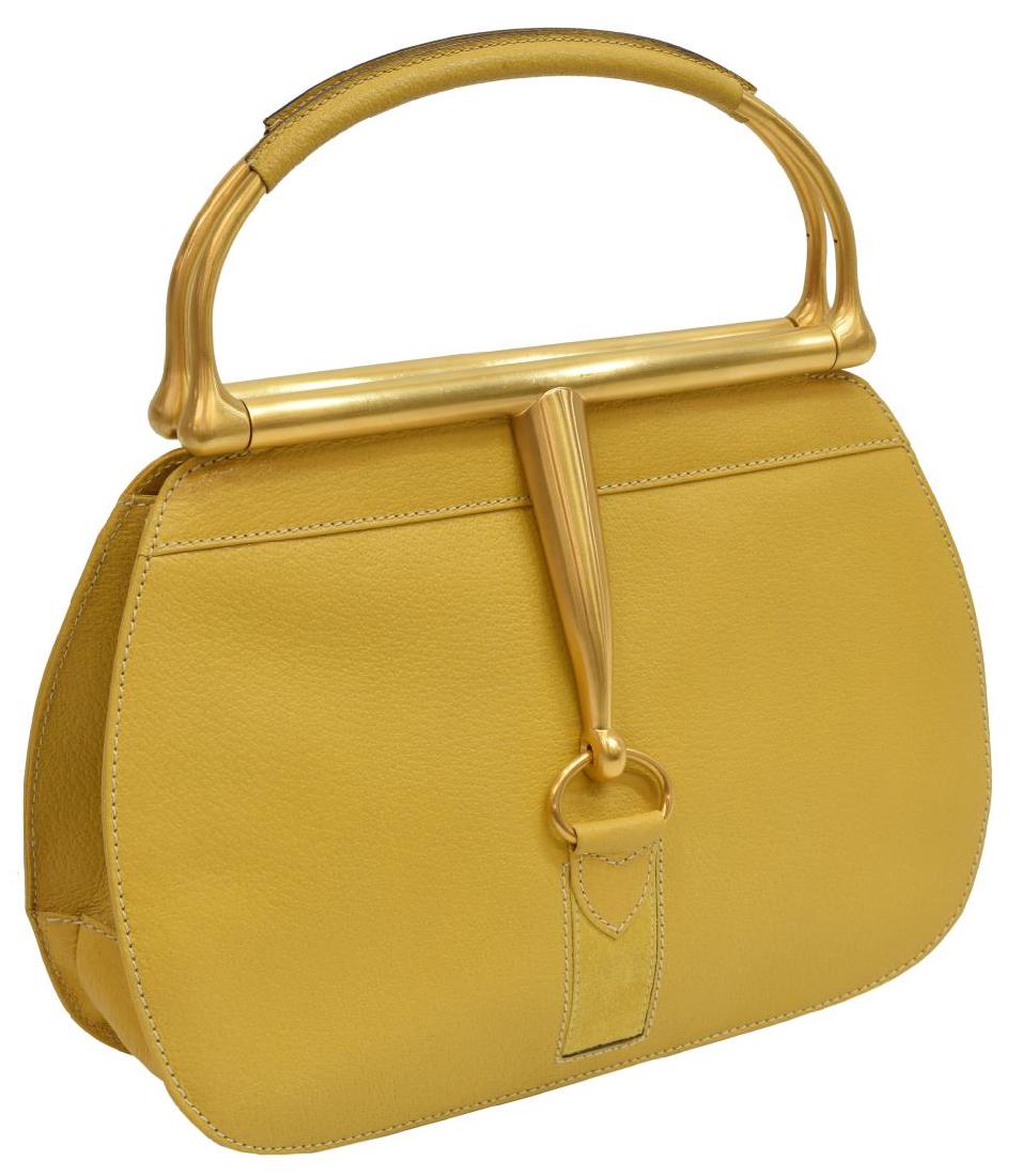 GUCCI YELLOW LEATHER & GOLD-TONE METAL HANDBAG (1 of 4)