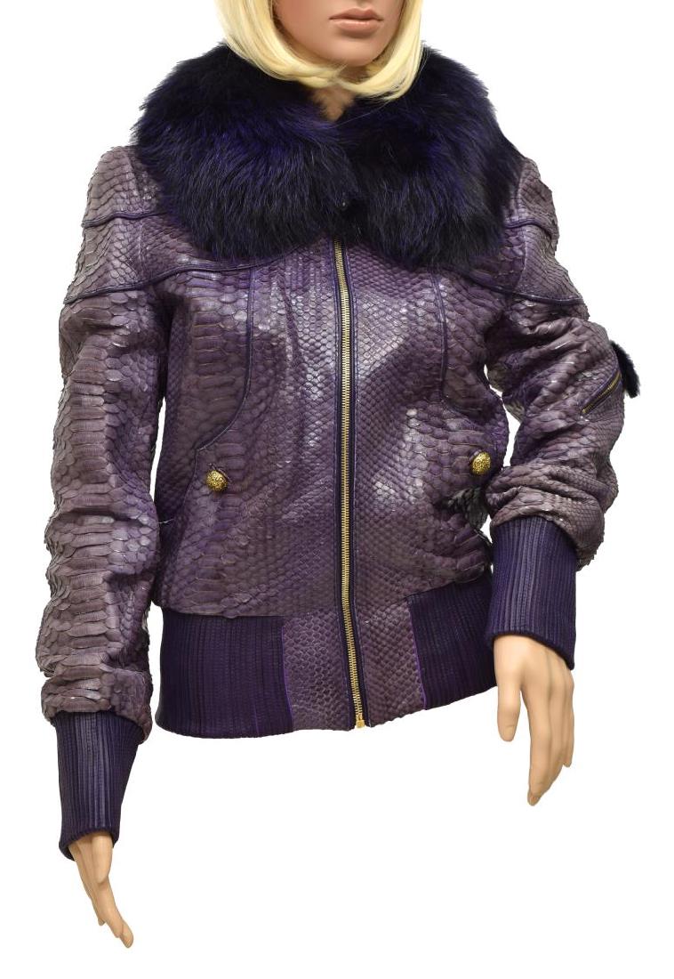 ROBERTO CAVALLI PURPLE LEATHER & SILVER FOX JACKET (1 of 5)