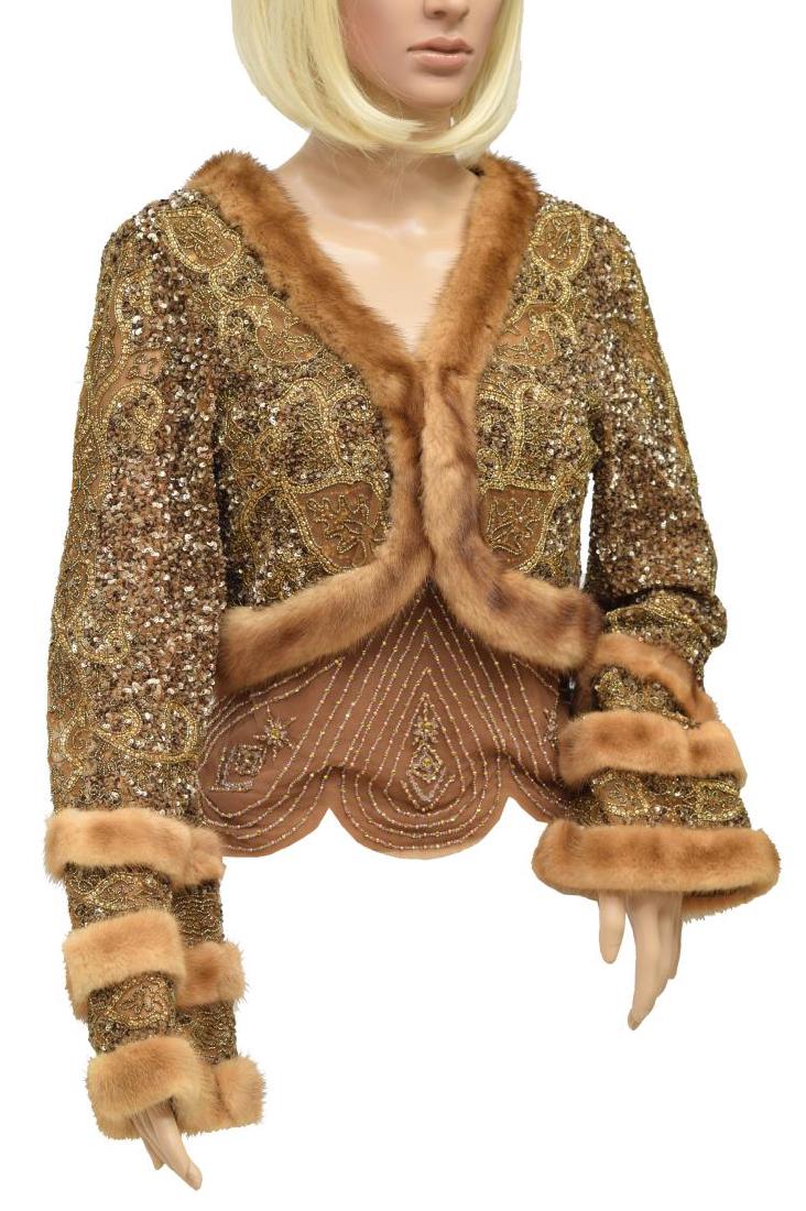 (2) DESIGNER REEM ACRA BEADED & FUR TRIM JACKET (1 of 10)