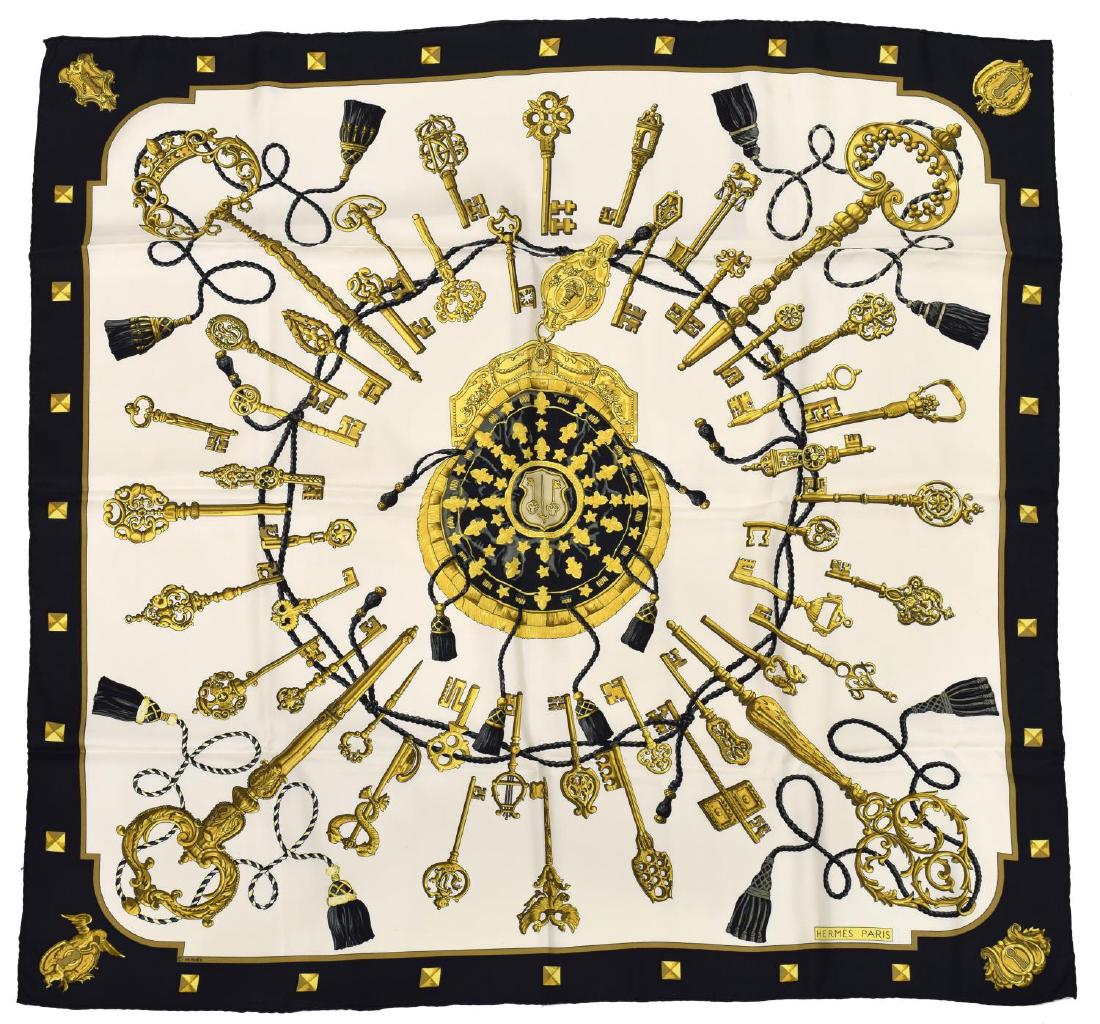 HERMES "LES CLES" SILK TWILL SCARF (1 of 3)