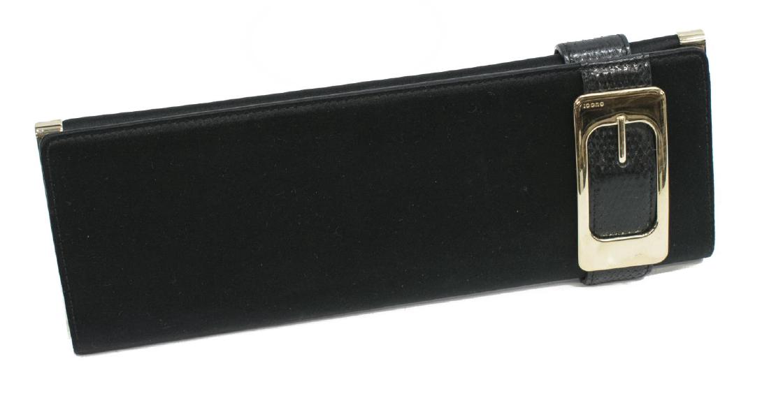 LADIES GUCCI BLACK SATIN & REPTILE CLUTCH (1 of 6)