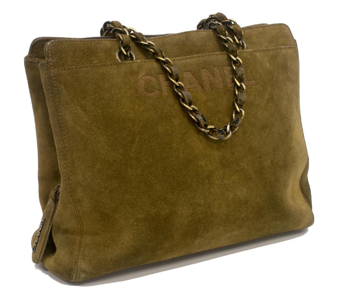 CHANEL VINTAGE SUEDE CHAIN SHOULDER BAG (1 of 6)