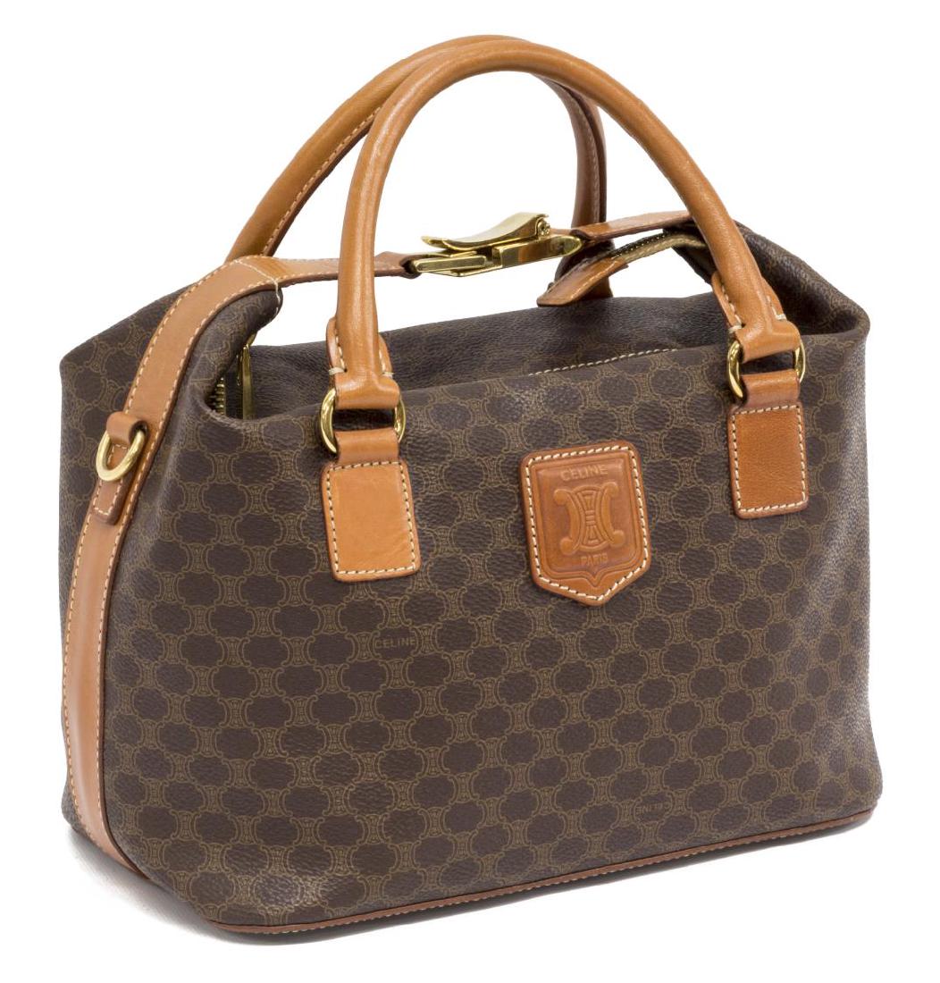 CELINE BROWN 'MACADAM' CANVAS BUCKLE SHOULDER BAG (1 of 5)