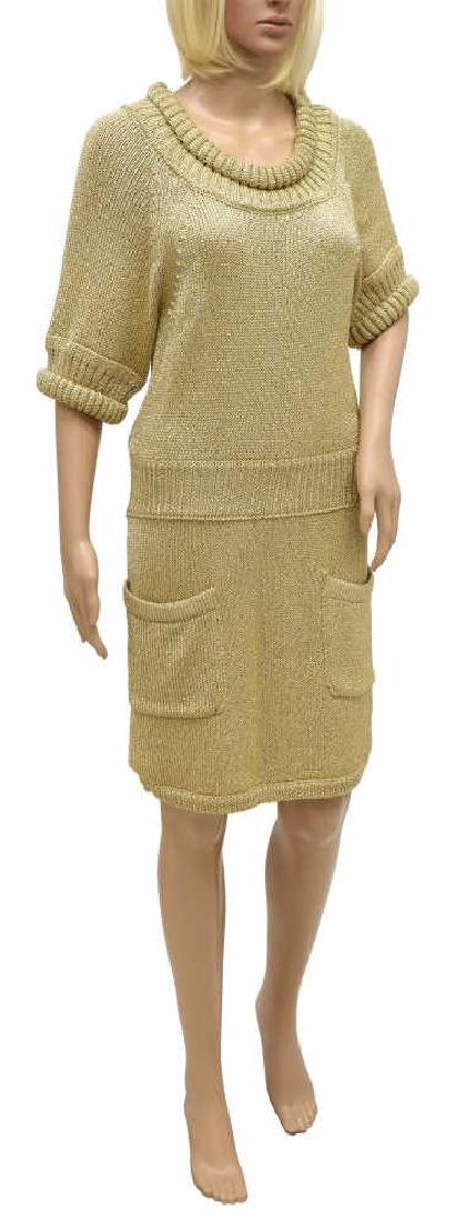 3.1 PHILLIP LIM METALLIC GOLD KNIT SWEATER DRESS (1 of 5)