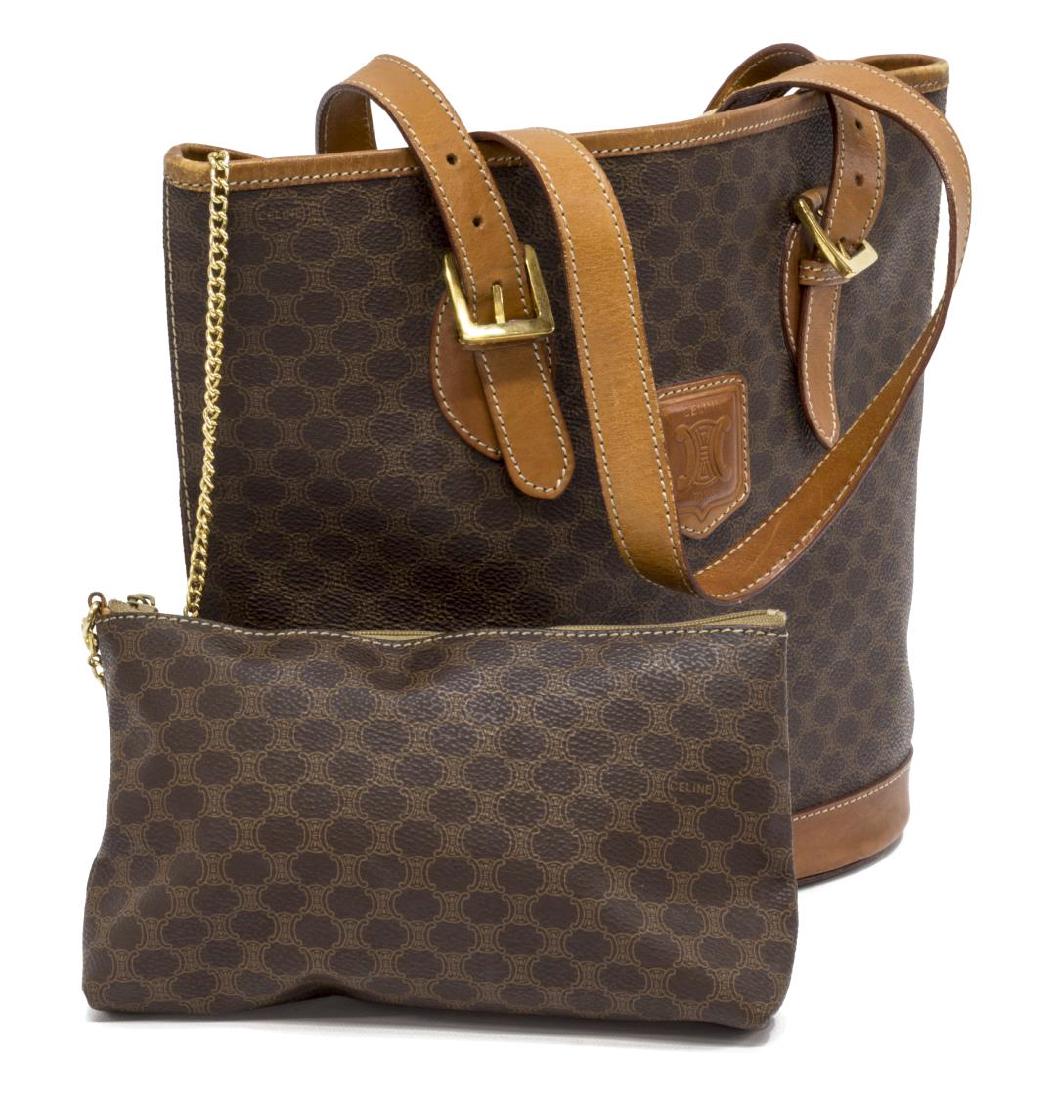 CELINE MACADAM CANVAS BUCKET BAG WITH POUCH (1 of 5)