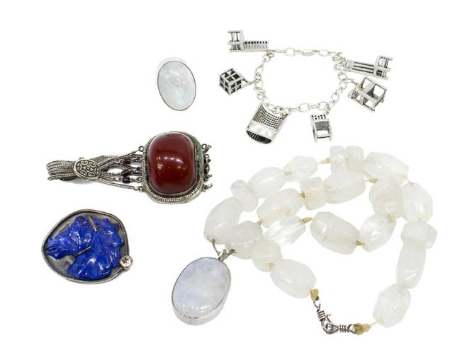 (5) Sterling, 800 Silver & Stone Jewelry, Mma