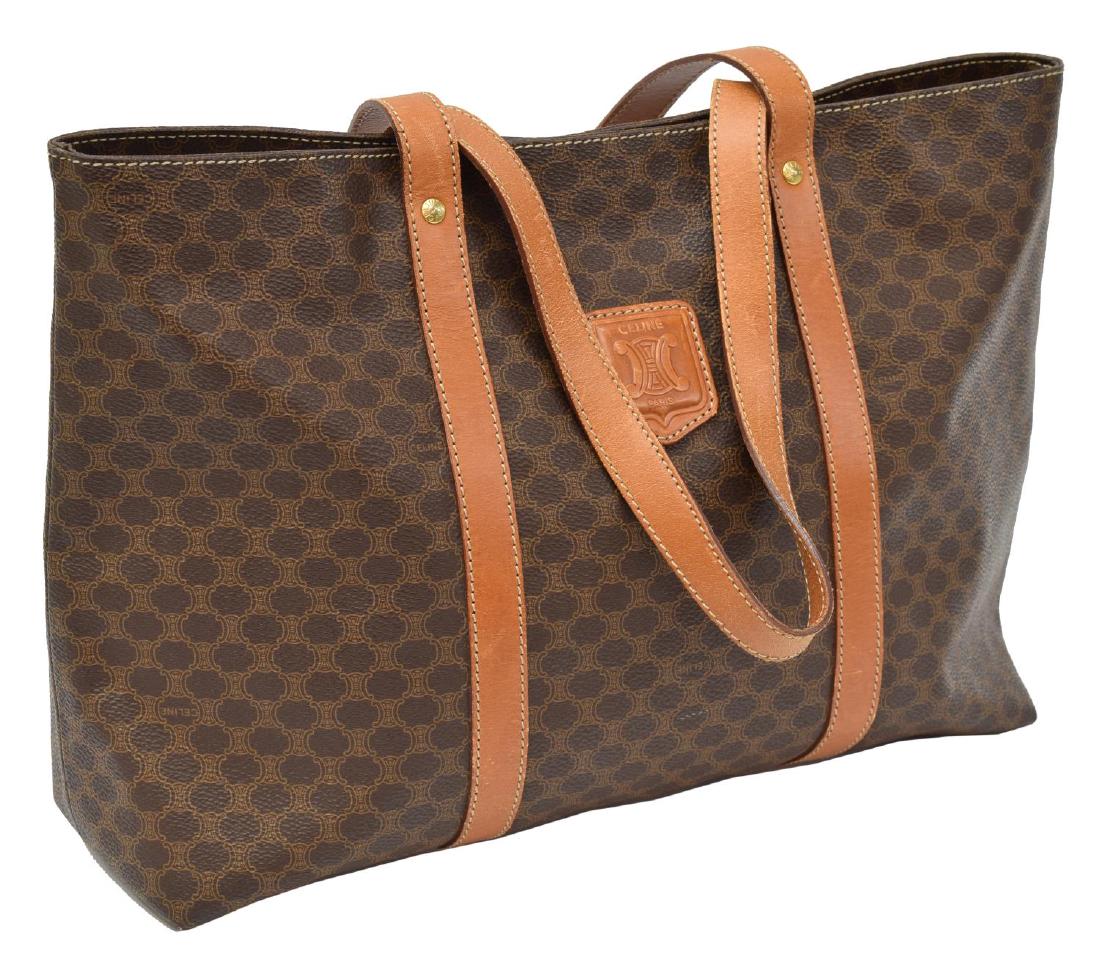 CELINE BROWN MACADAM CANVAS TOTE BAG (1 of 4)