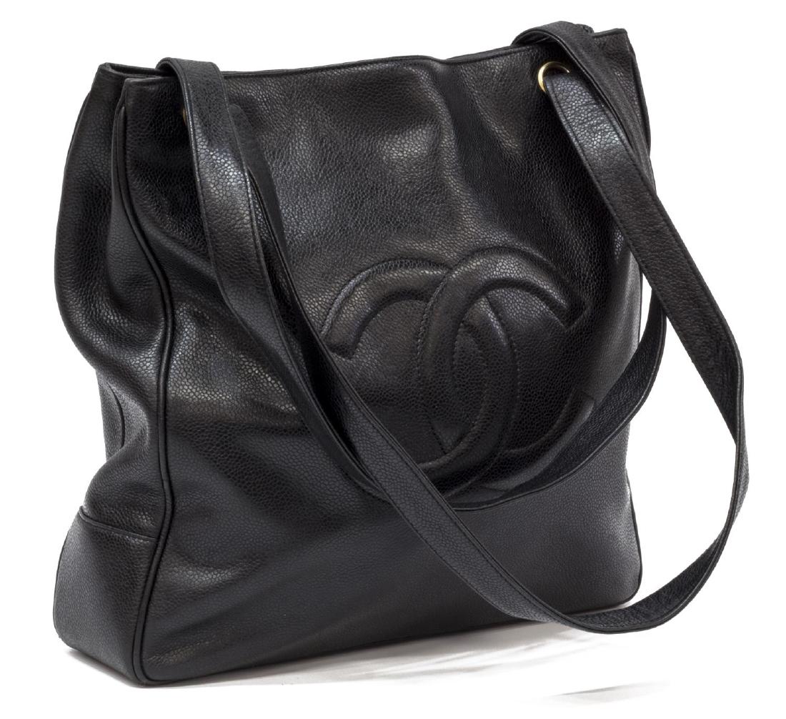 CHANEL BLACK CAVIAR LEATHER CC TOTE BAG (1 of 5)