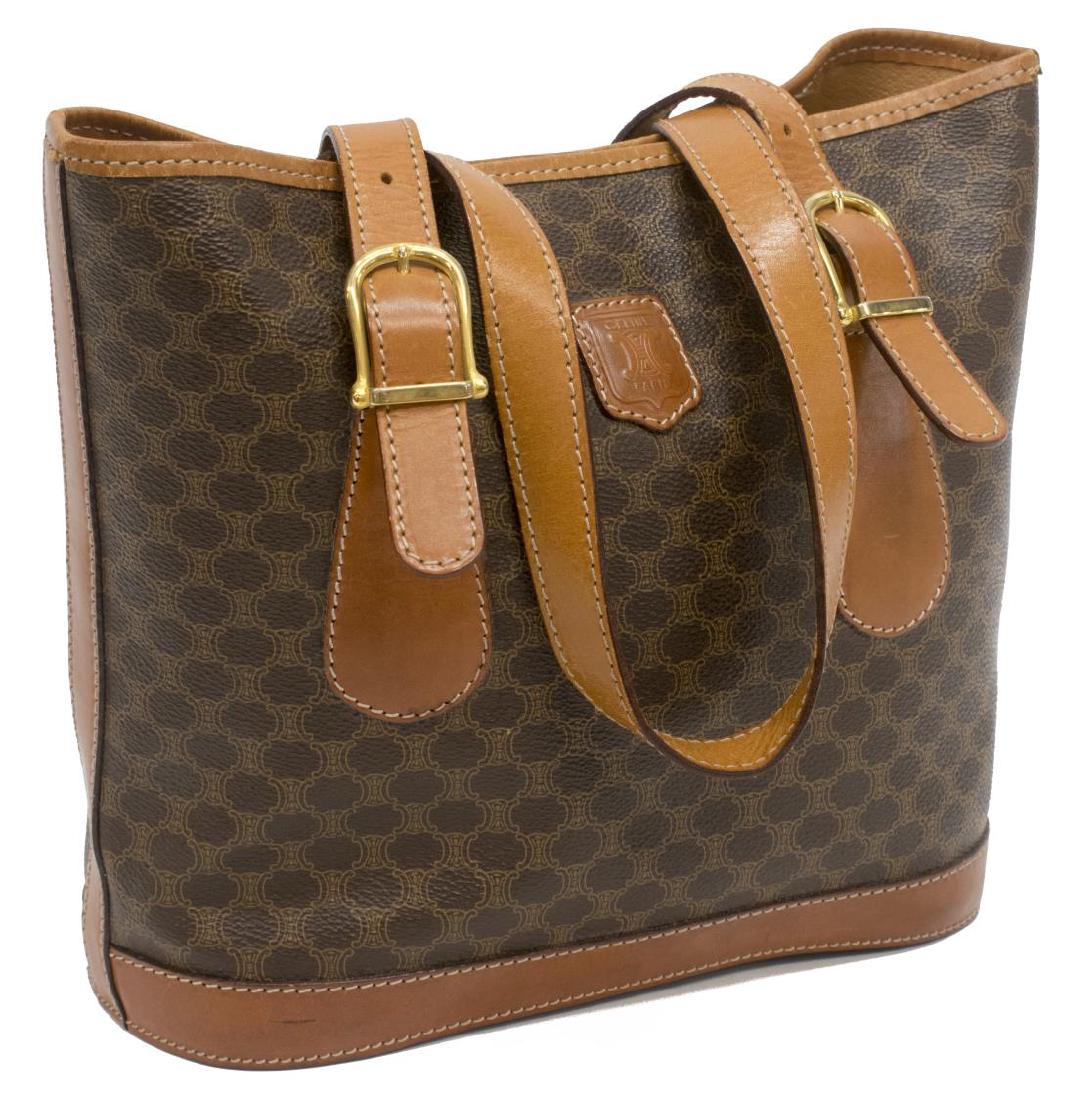 VINTAGE CELINE MACADAME CANVAS, LEATHER BUCKET BAG (1 of 6)