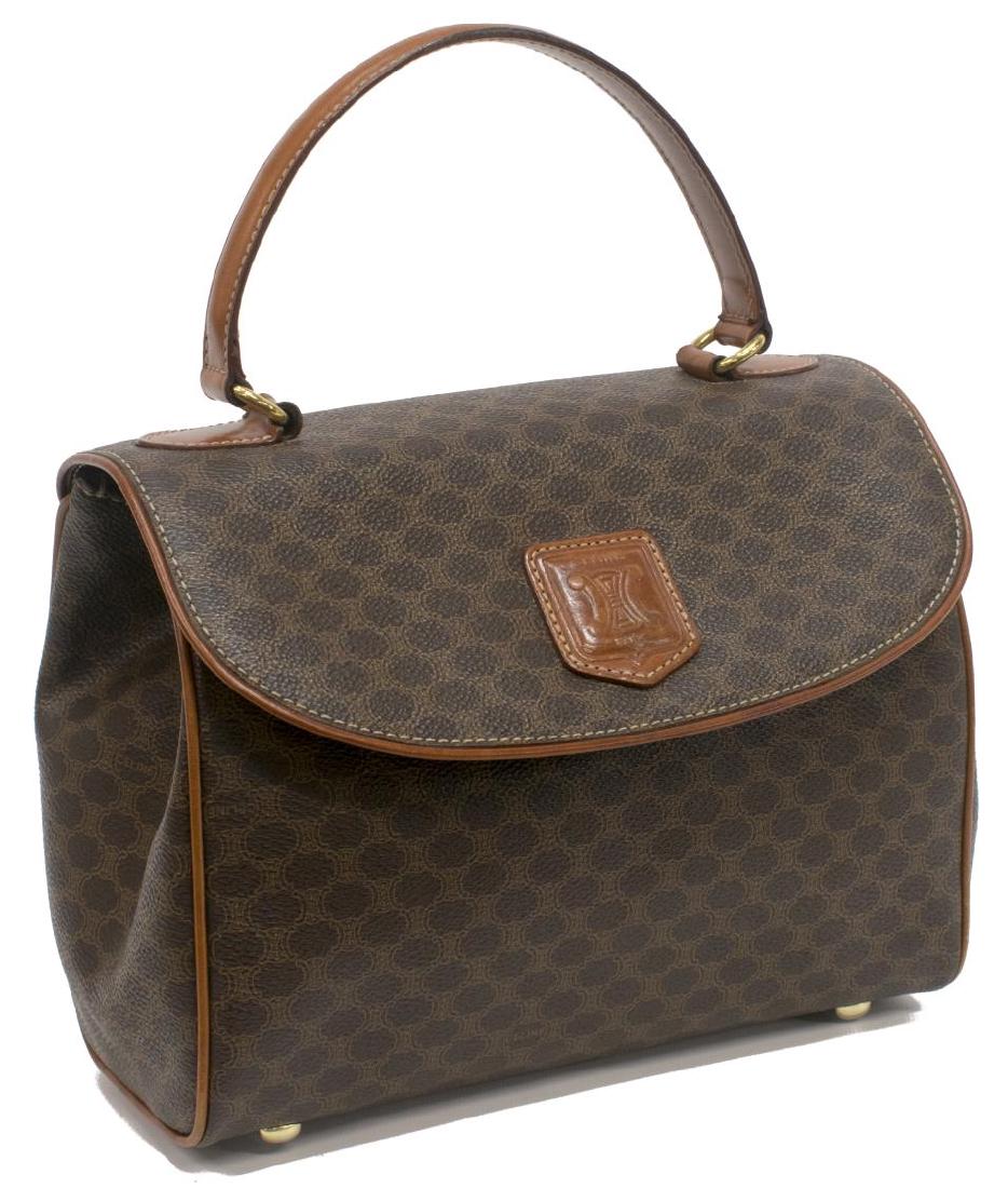 CELINE BROWN MACADAME CANVAS & LEATHER HANDBAG (1 of 4)