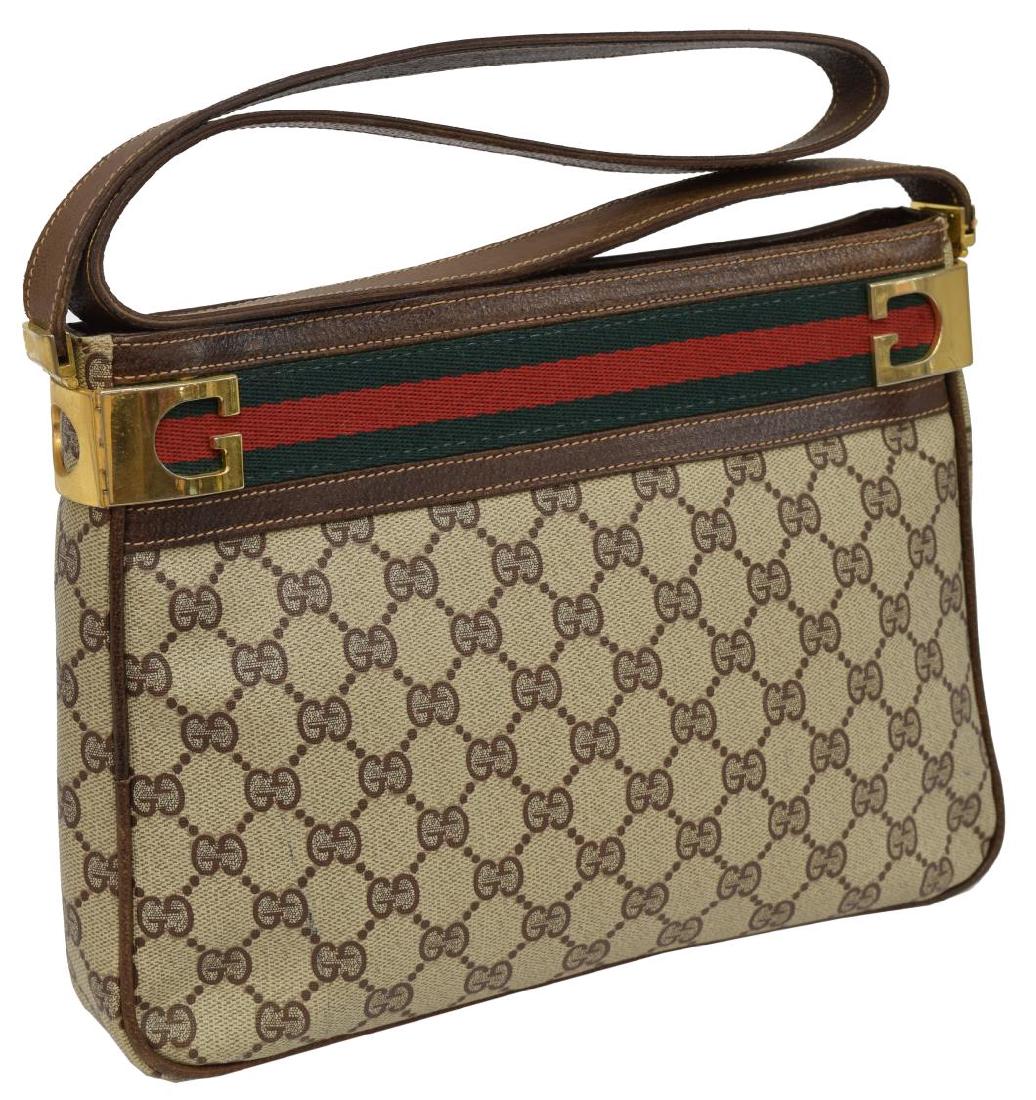 VINTAGE GUCCI GG MONOGRAM CANVAS WEB SHOULDER BAG (1 of 4)