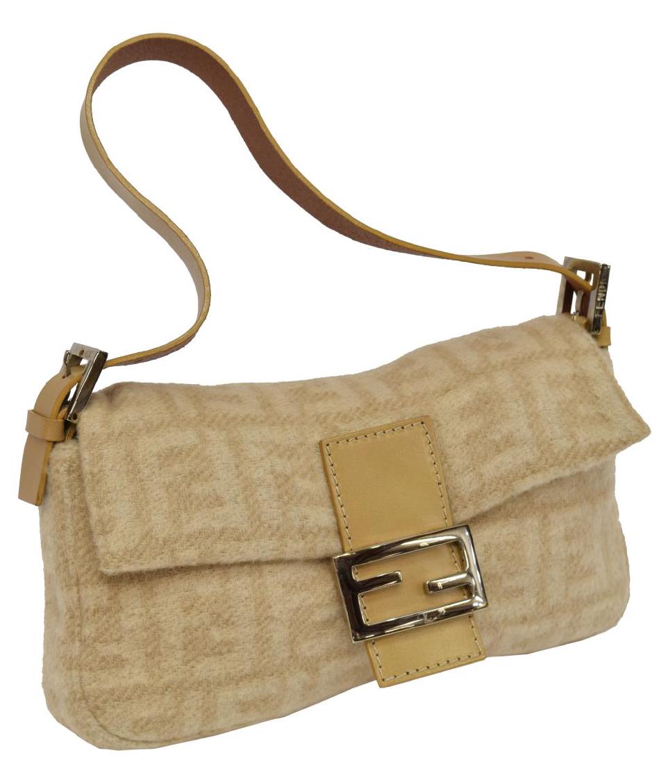 FENDI 'BAGUETTE' WOOL MONOGRAM CANVAS SMALL BAG (1 of 4)