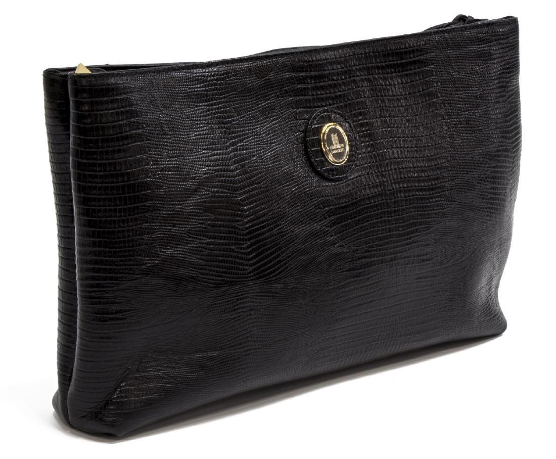 LANCETTI BLACK LEATHER SNAKESKIN CLUTCH BAG (1 of 5)