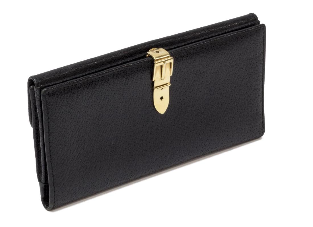 GUCCI BLACK GRAINED LEATHER BUCKLE WALLET (1 of 5)
