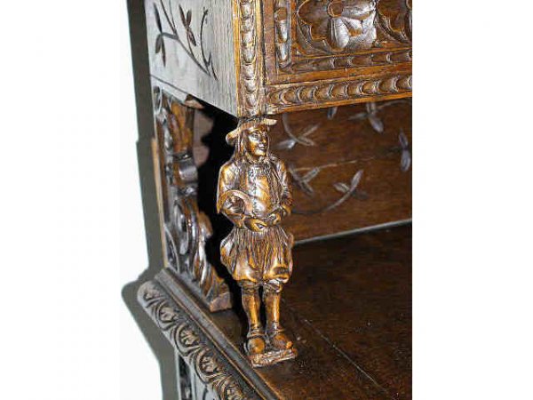HIGHLY CARVED ANTIQUE FRENCH BRETON DESK - 2