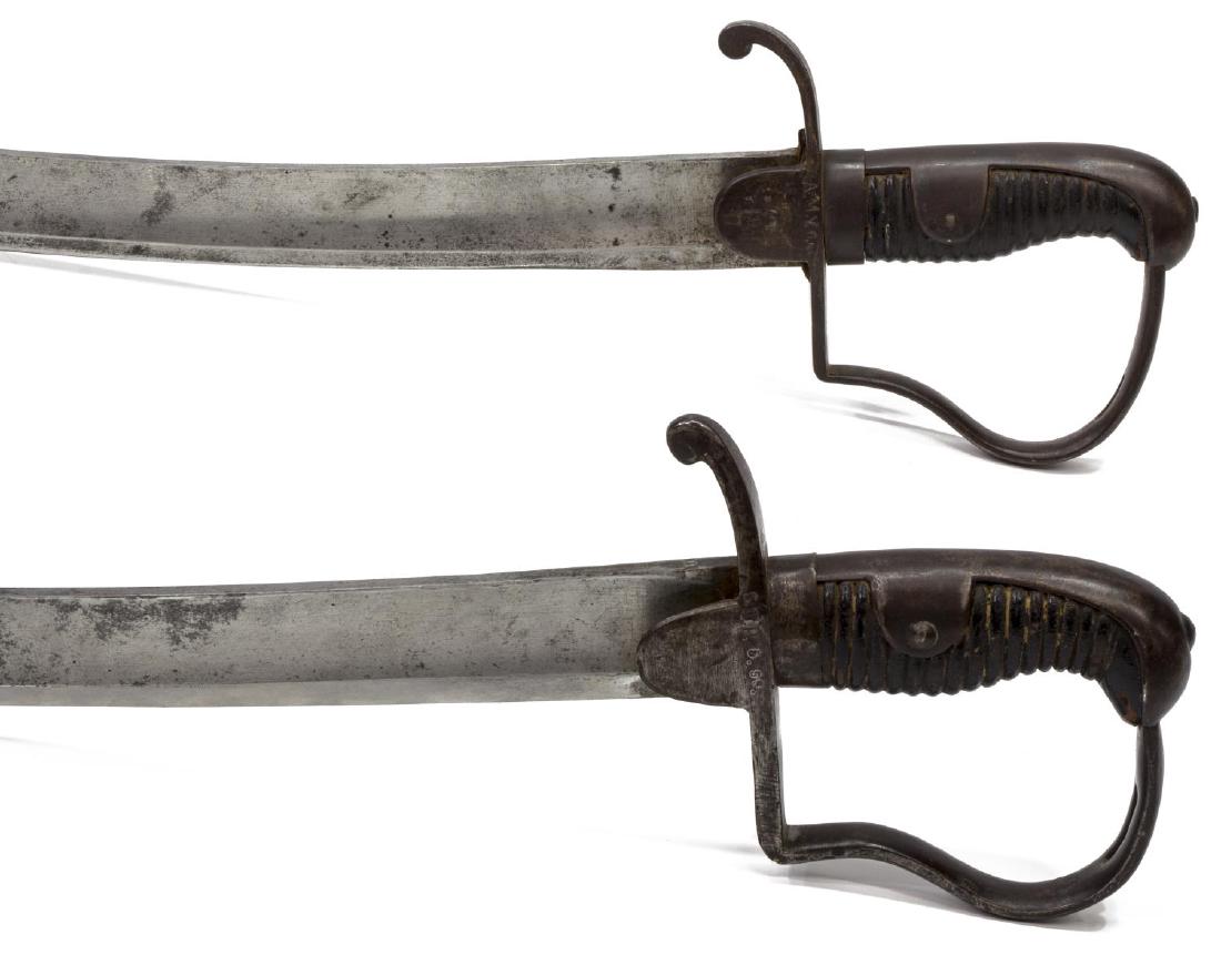 (2) NAPOLEONIC WARS SWORDS, 1796 BRITISH CAVALRY: (lot of 2) Napoleonic Wars sabres, based on the design of Major-General John Gaspard Le Merchant (1766-1812), the British Light Cavalry Sabre, Pattern 1796, and later adopted by the Prussian cavalry i