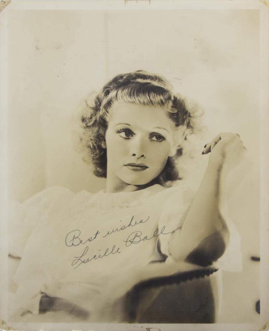 LUCILLE BALL, I LOVE LUCY SIGNED PHOTO, COA: Unframed photo of Lucille Ball signed in ink "Best Wishes, Lucille Ball", C.O.A. from The Written Word Autographs, overall: 10"h, 8"w Start Price: $80.00