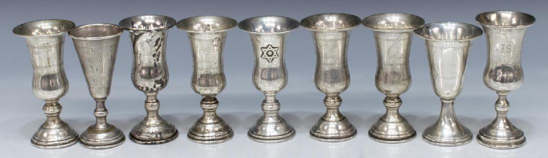 (9) JUDAICA ETCHED STERLING SILVER KIDDUSH CUPS (1 of 3)