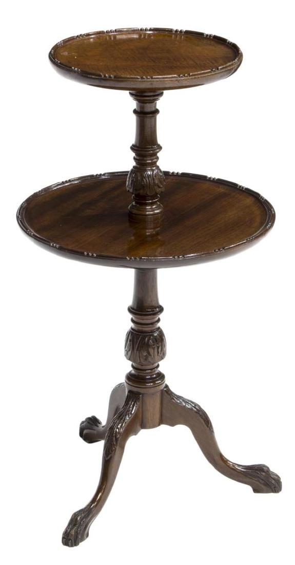 DIMINUTIVE EDWARDIAN MAHOGANY TWO-TIER TEA TABLE (1 of 2)