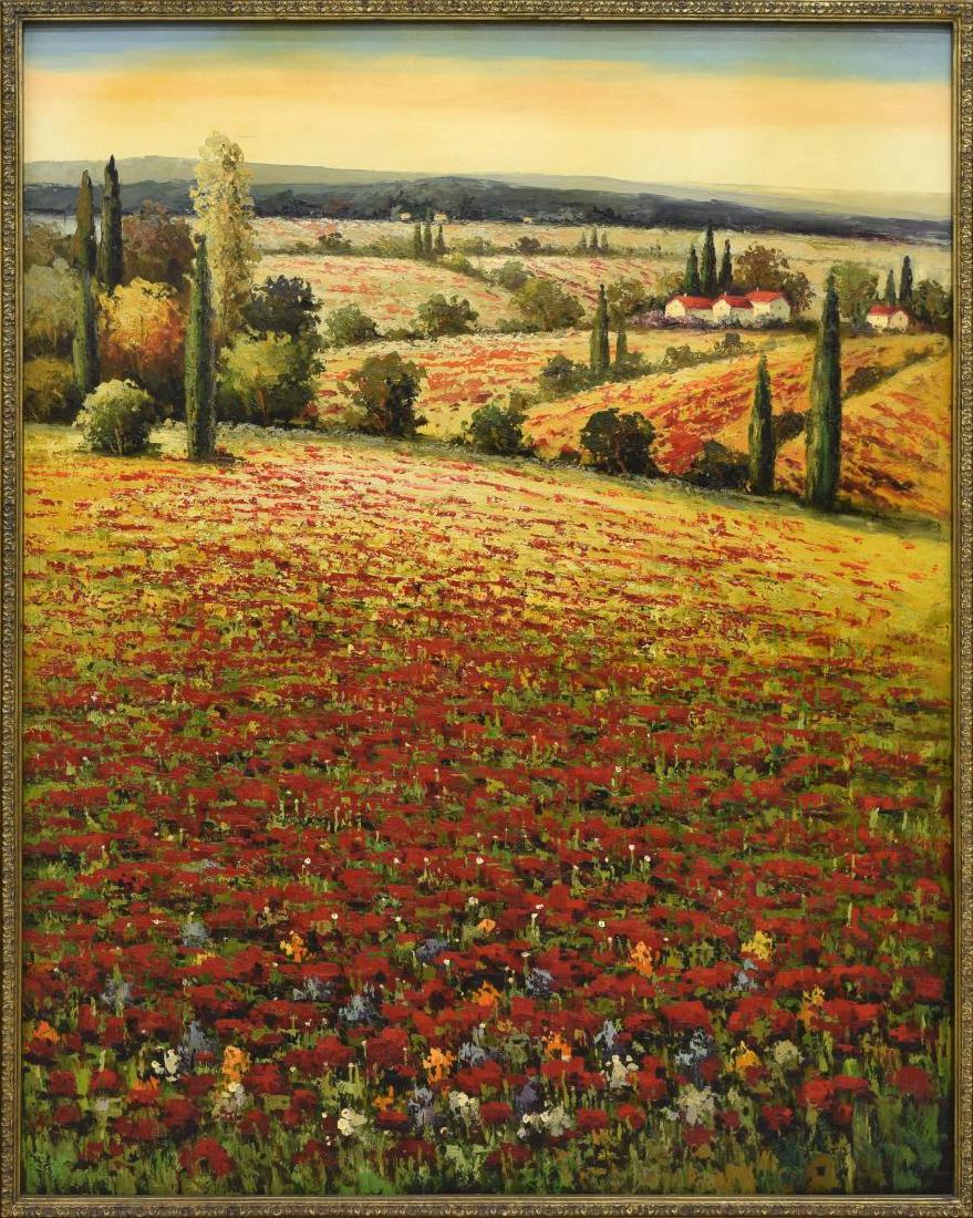 LARGE ITALIAN PAINTING ON CANVAS, POPPY FIELDS (1 of 5)