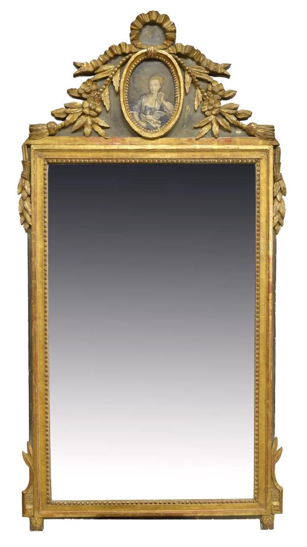 LARGE FRENCH LOUIS XVI STYLE GILTWOOD WALL MIRROR (1 of 4)