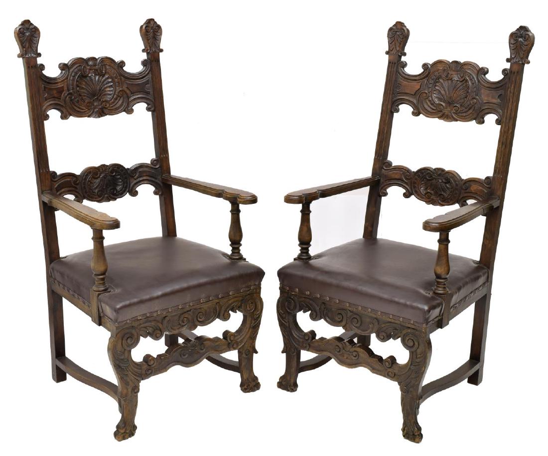 (2) ITALIAN RESNAISSANCE REVIVAL CARVED ARMCHAIRS (1 of 2)
