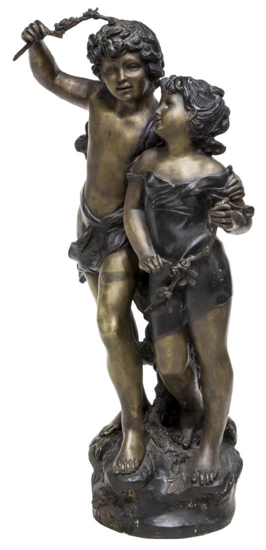BRONZE BOY & GIRL SCULPTURE AFTER AUGUSTE MOREAU (1 of 4)