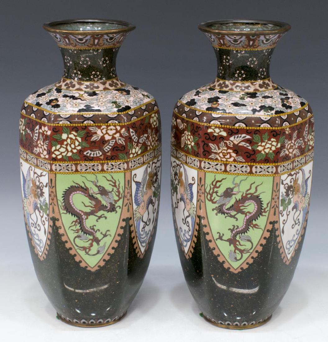 (2) JAPANESE MEIJI DRAGON & PHOENIX CLOISONNE VASE (1 of 3)