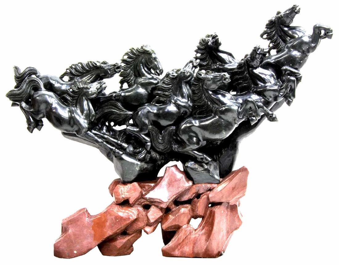 LARGE CARVED MARBLE STATUE OF HORSE STAMPEDE (1 of 4)