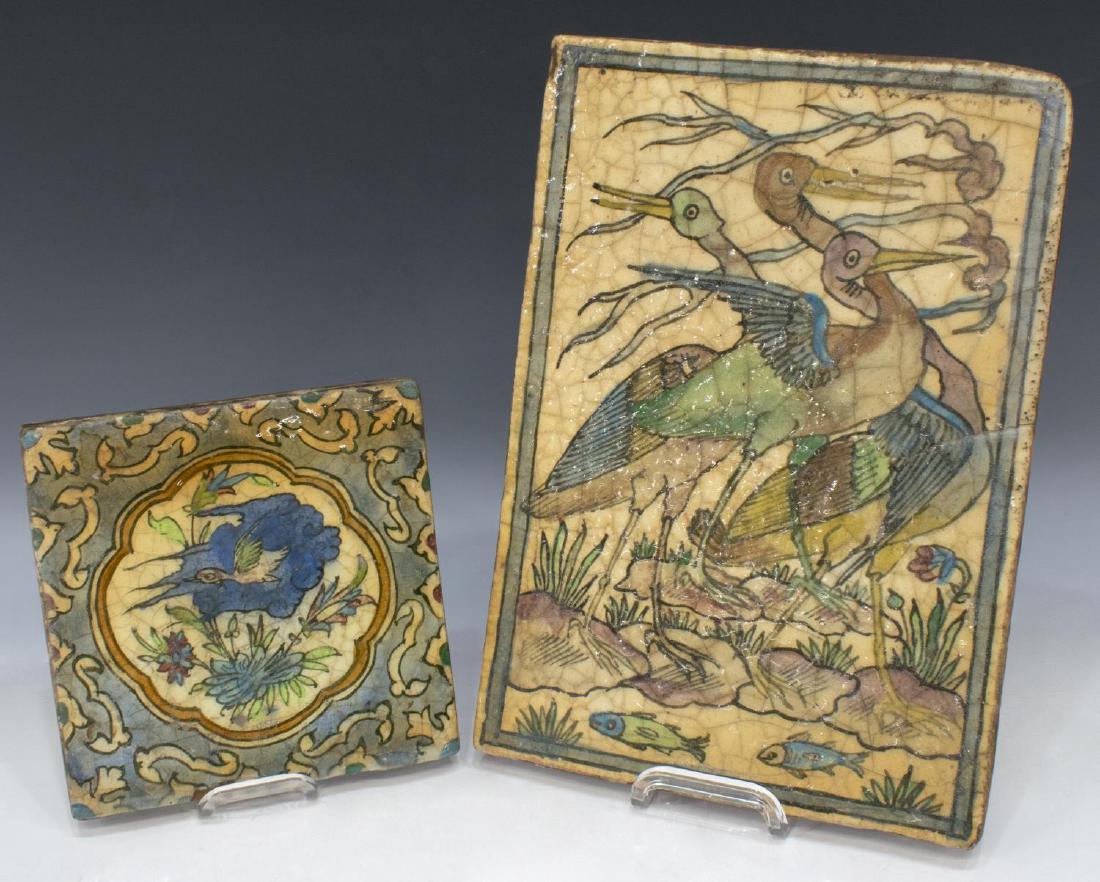 (2) PERSIAN CERAMIC GLAZED FAIENCE TILES (1 of 4)