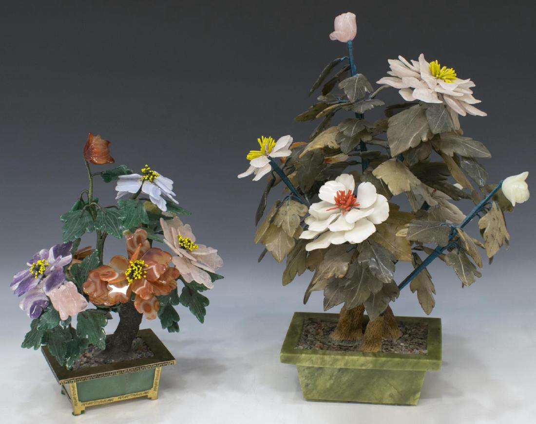 (2) CHINESE HARDSTONE FLOWERING TREES (1 of 4)