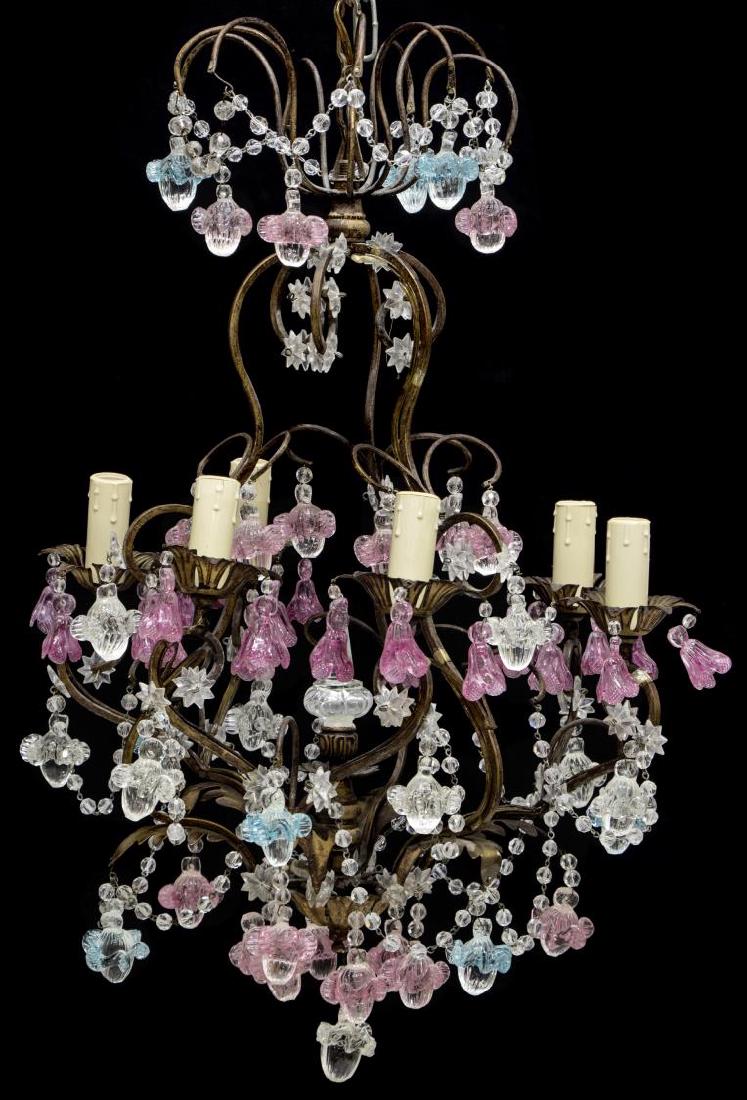 VINTAGE PINK & CLEAR CRYSTAL SIX-LIGHT CHANDELIER (1 of 2)