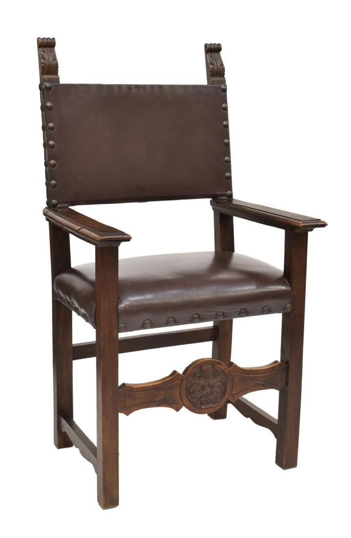 ITALIAN RENAISSANCE REVIVAL LEATHER ARMCHAIR (1 of 2)