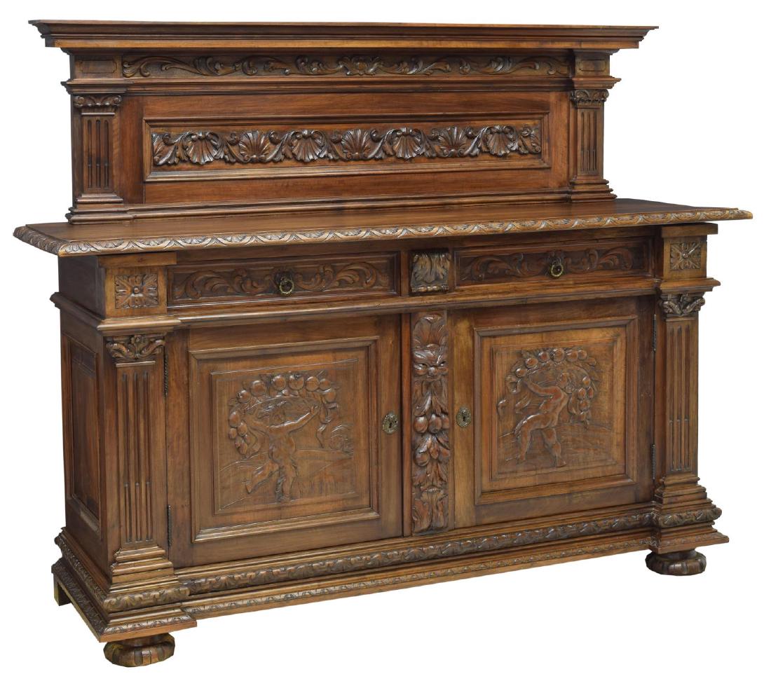 CONTINENTAL CUPID CARVED WALNUT SIDEBOARD (1 of 5)