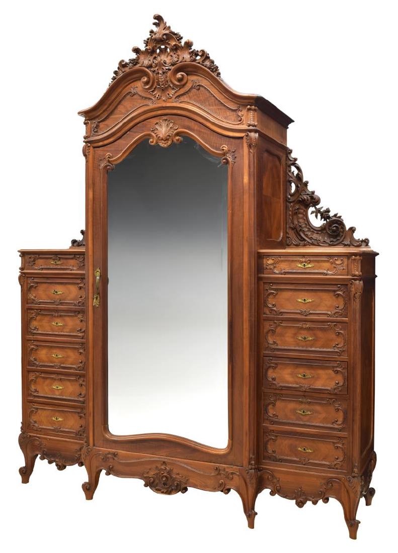 ITALIAN LOUIS XV STYLE MIRROR-FRONT ARMOIRE (1 of 4)