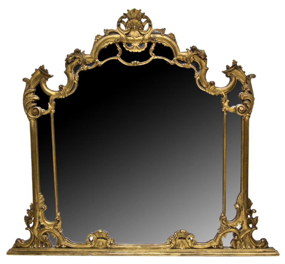 ITALIAN LOUIS XV STILE GILTWOOD FLAT PLATE MIRROR (1 of 3)