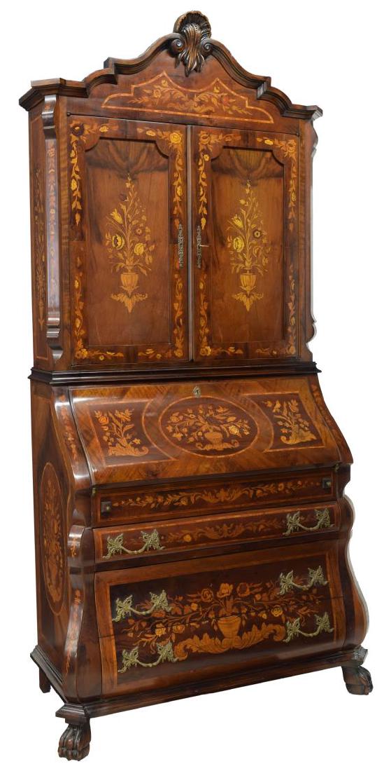 DUTCH MARQUETRY SECRETARY BOOKCASE (1 of 5)
