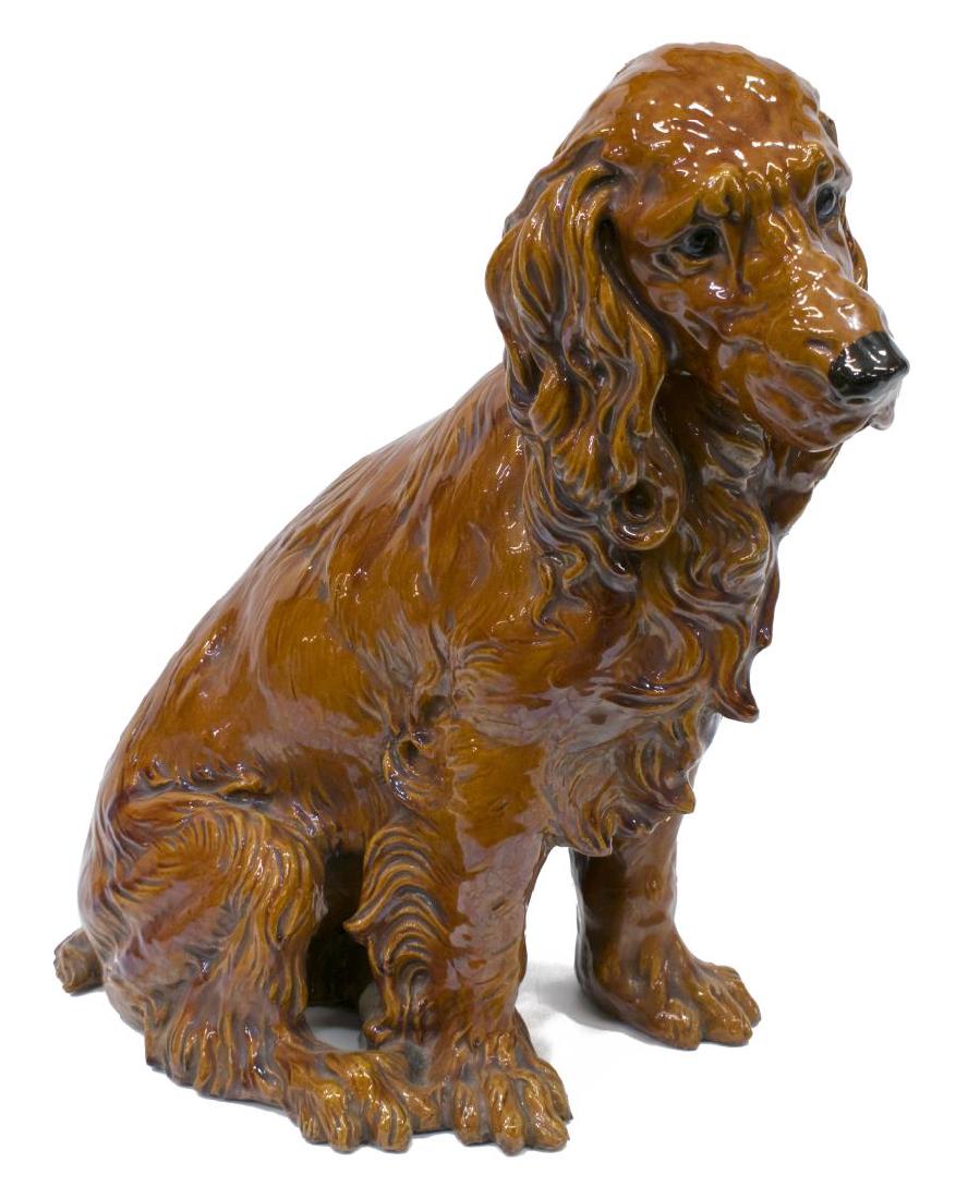 LARGE CERAMIC SEATED SPANIEL DOG SCULPTURE (1 of 3)