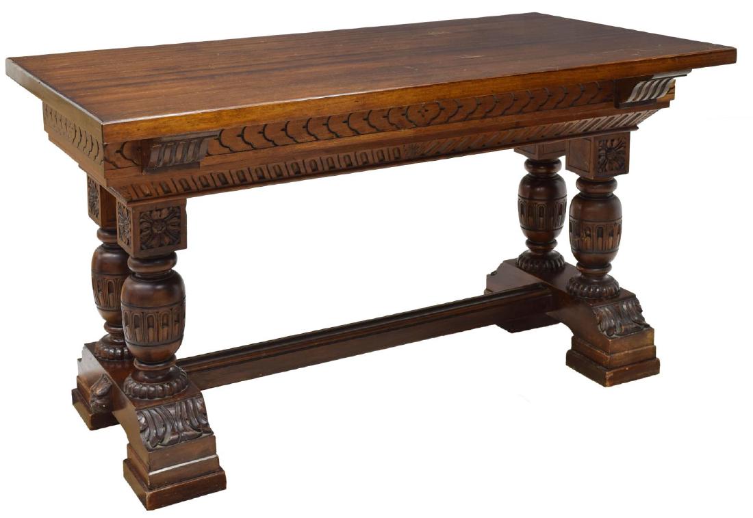 ITALIAN RENAISSANCE REVIVAL CARVED OAK DESK (1 of 3)