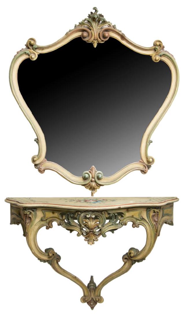 LOUIS XV STYLE WALL-MOUNTED CONSOLE TABLE & MIRROR (1 of 2)