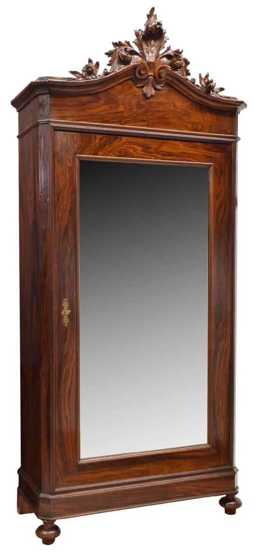 VICTORIAN MAHOGANY CARVED, MIRRORED ARMOIRE (1 of 4)
