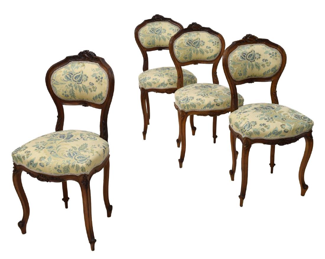 (4) LOUIS XV STYLE CARVED SIDE CHAIRS, 19TH C. (1 of 2)
