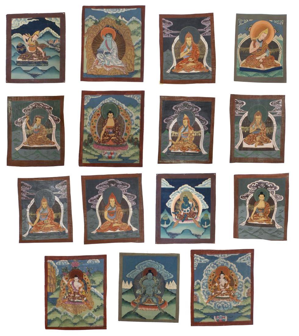 (15) GROUP OF TIBETAN MINIATURE DEITY PAINTINGS (1 of 9)