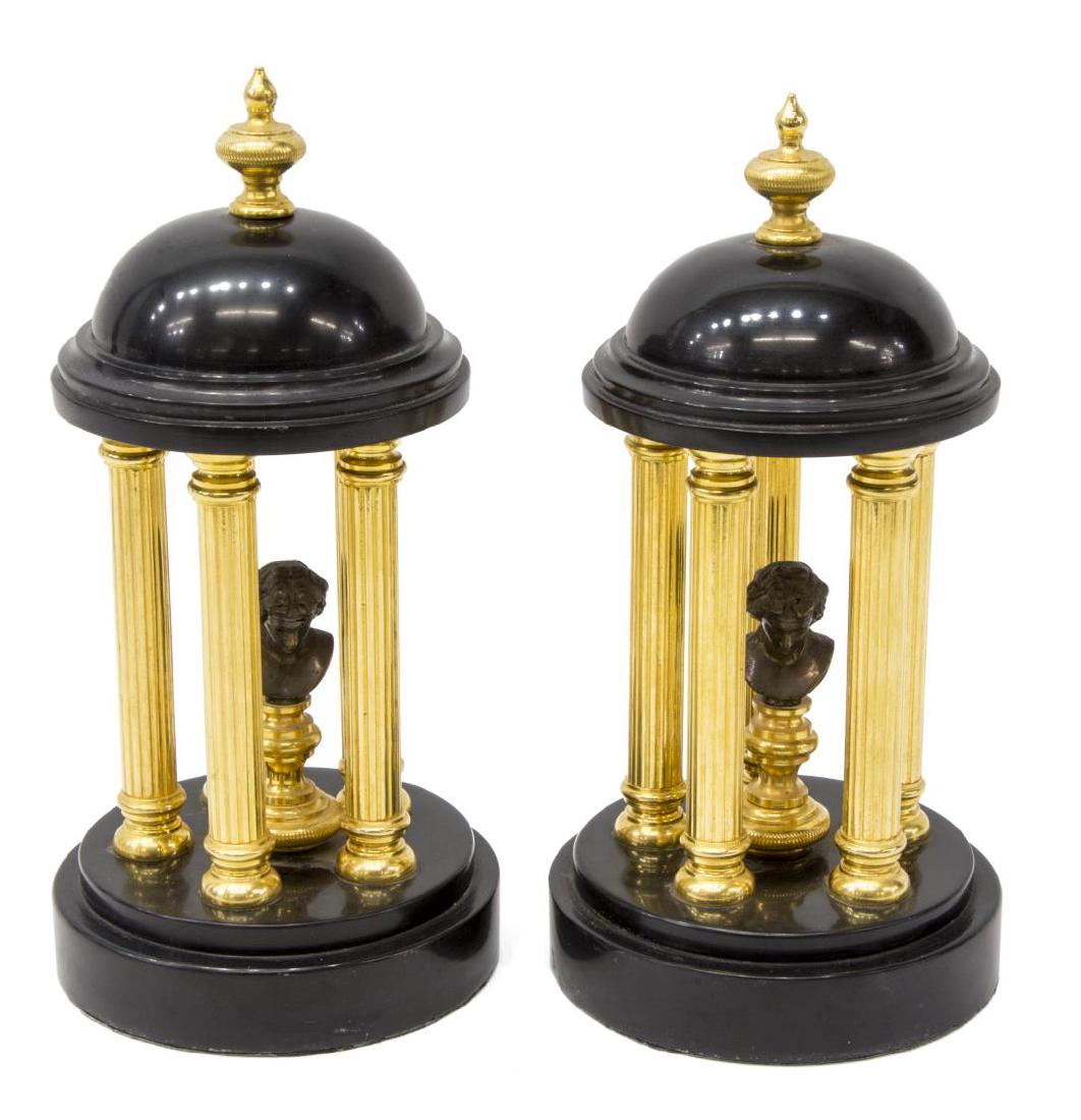 (2) ITALIAN GILT METAL & MARBLE FOLLY GARNITURES (1 of 2)
