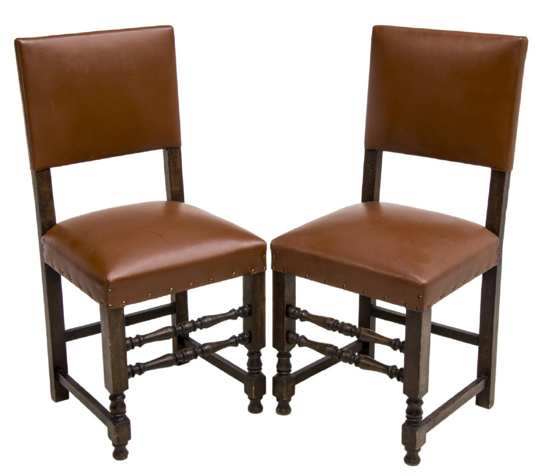 (2) CONTINENTAL OCHRE LEATHER SIDE CHAIRS (1 of 2)