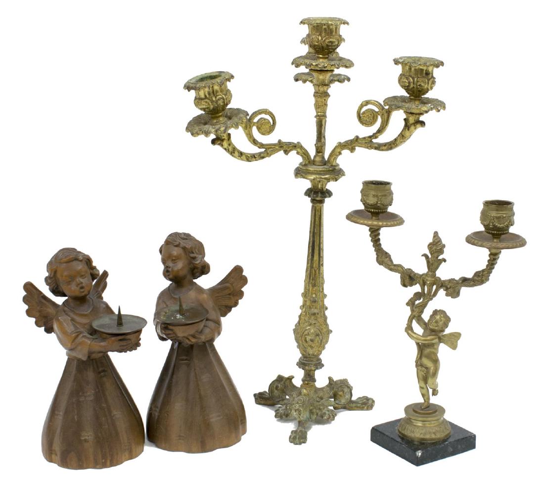 (4)CONTINENTAL BRONZE & CARVED ANGEL CANDLEHOLDERS (1 of 4)